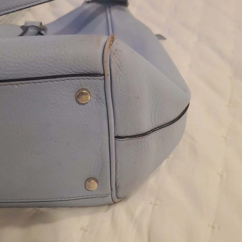 Kate Spade Mulberry Street Leighann Light Blue Leather Tote    14”x10”